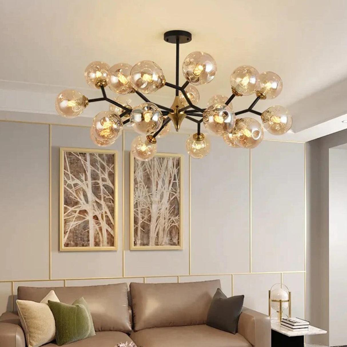 Modern Multi Light Bubble Clear Glass Chandelier Image - 1