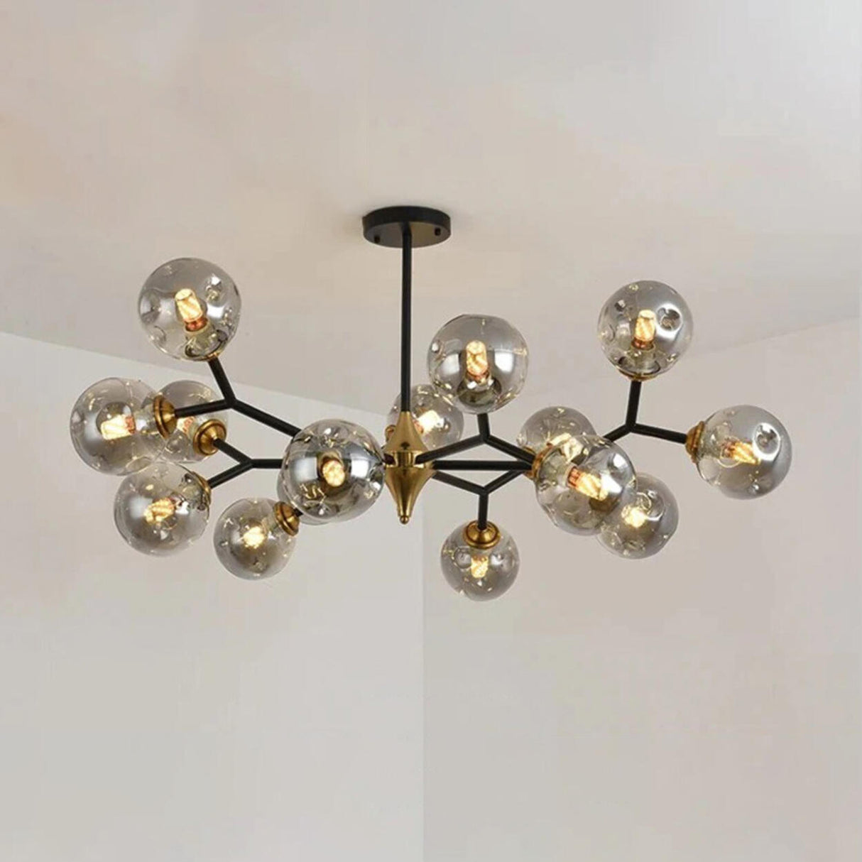 Modern Multi Light Bubble Clear Glass Chandelier Image - 11