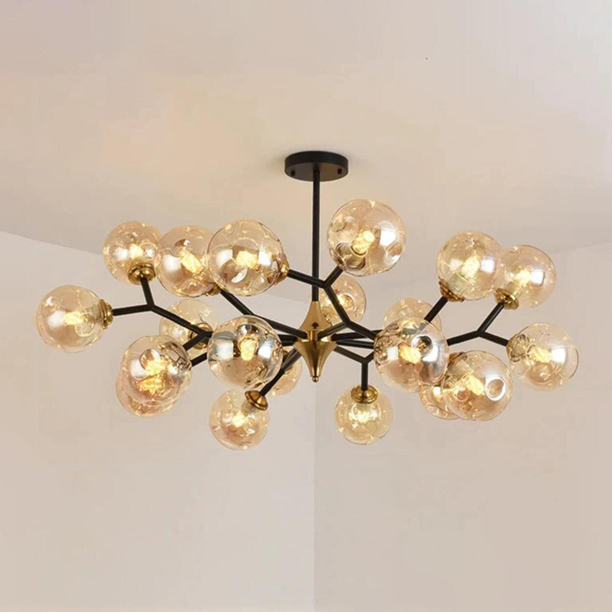 Modern Multi Light Bubble Clear Glass Chandelier Image - 13