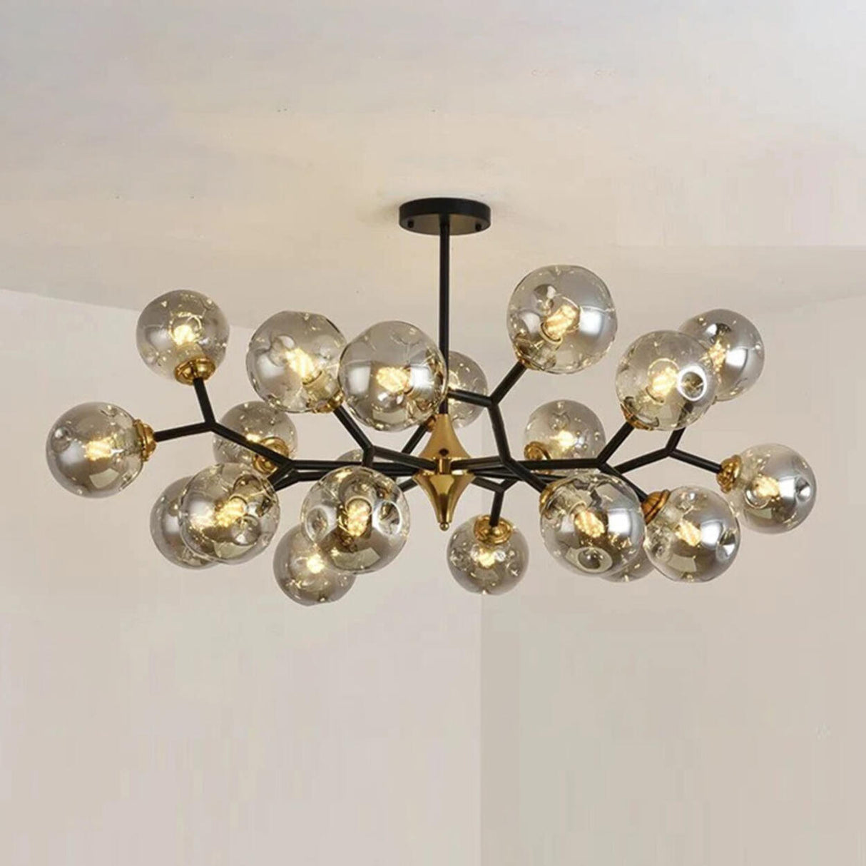 Modern Multi Light Bubble Clear Glass Chandelier Image - 15