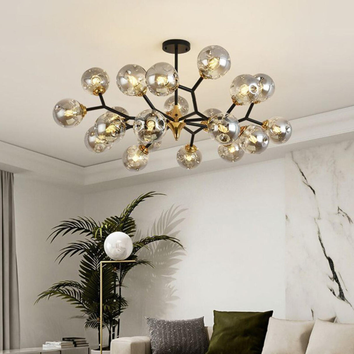 Modern Multi Light Bubble Clear Glass Chandelier Image - 4