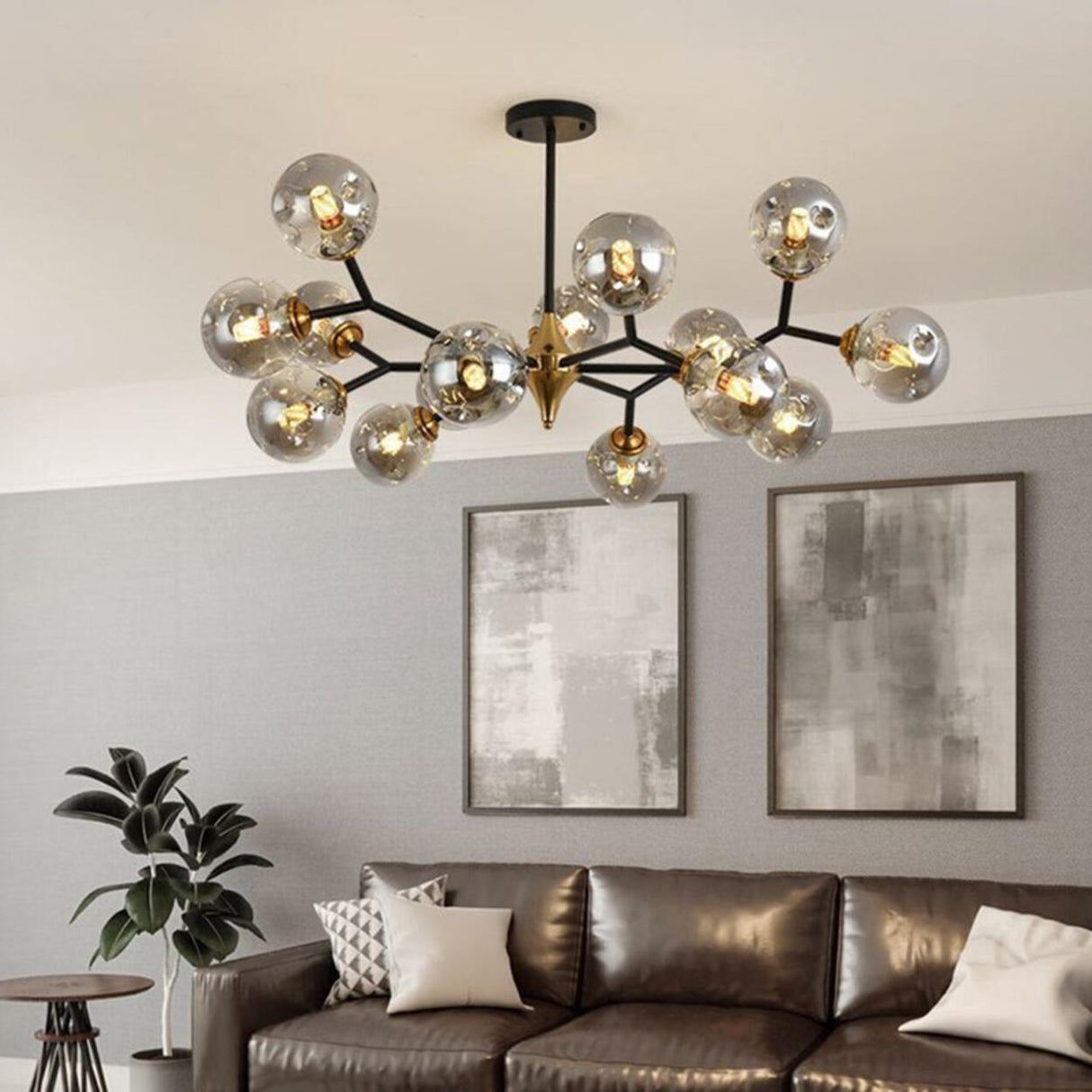 Modern Multi Light Bubble Clear Glass Chandelier Image - 6