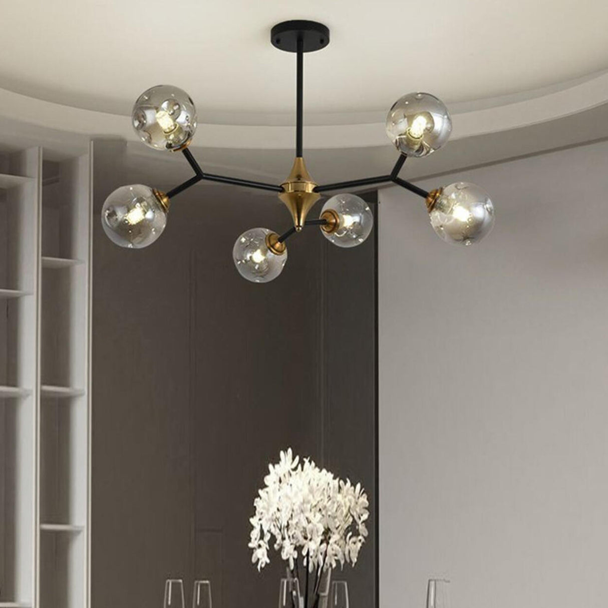 Modern Multi Light Bubble Clear Glass Chandelier Image - 8