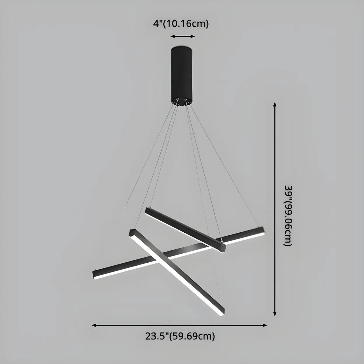 Modern Multi-Rod Geometric Black Chandelier Living Room Image - 10