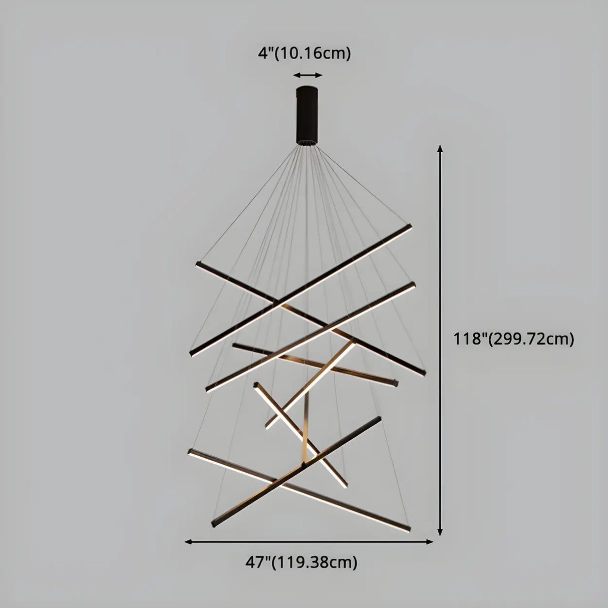 Modern Multi-Rod Geometric Black Chandelier Living Room Image - 12