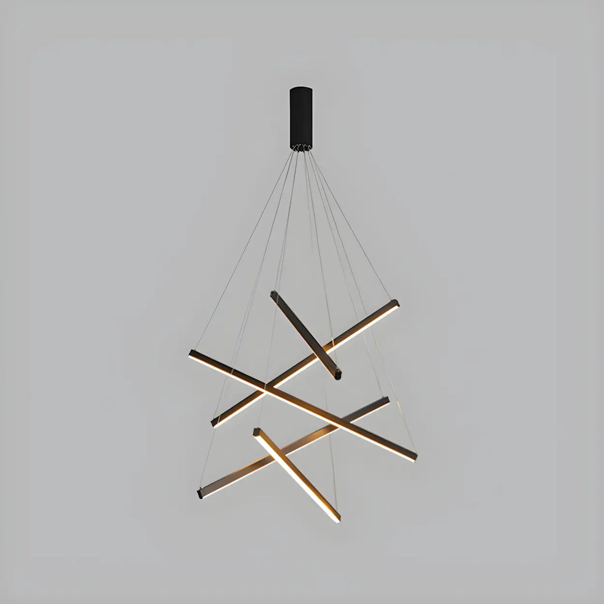 Modern Multi-Rod Geometric Black Chandelier Living Room Image - 3