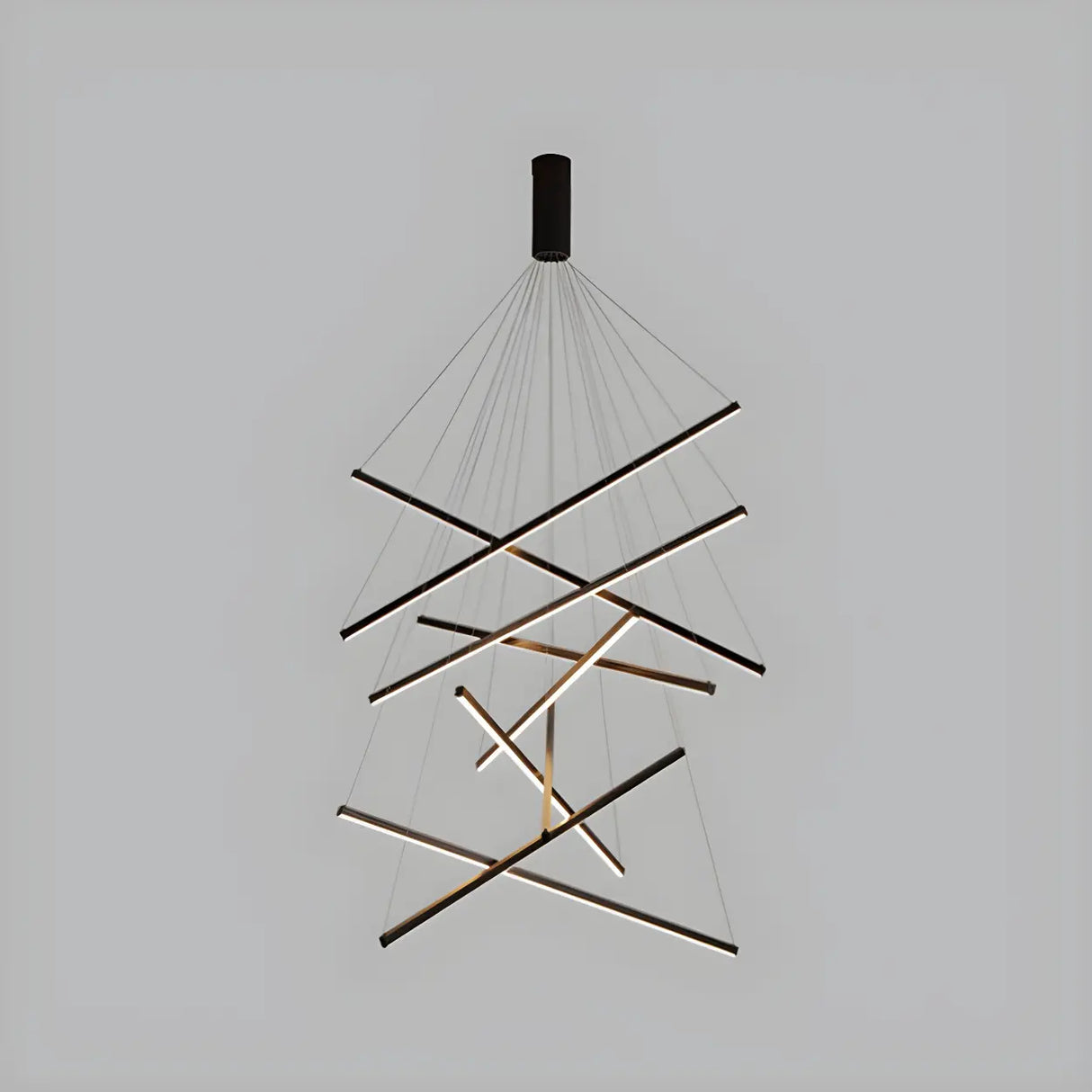 Modern Multi-Rod Geometric Black Chandelier Living Room Image - 7