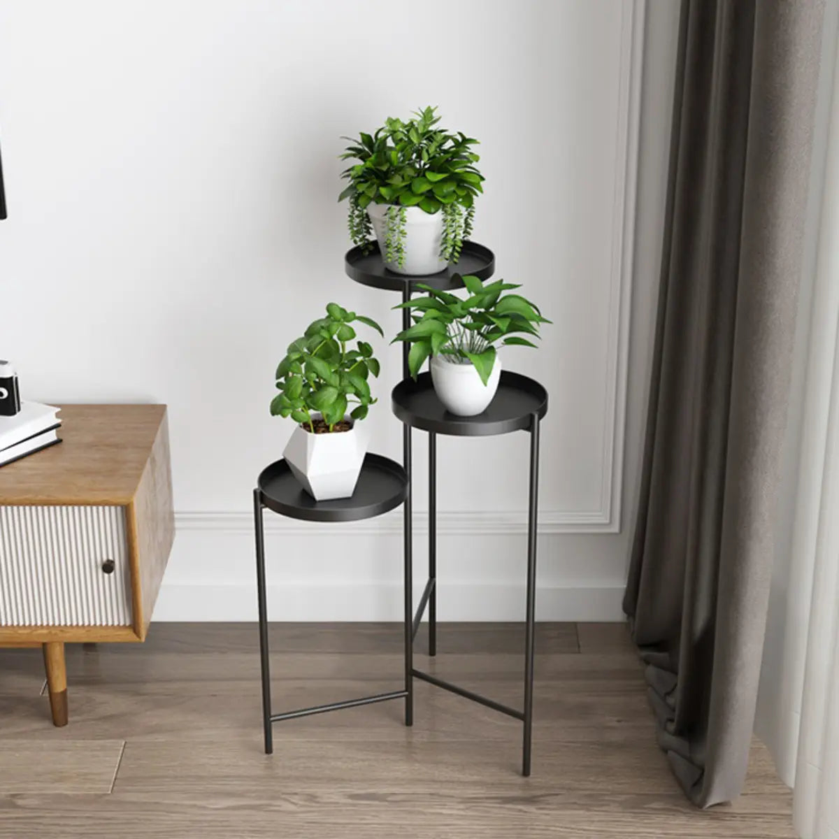 Modern Multi-Tier Orbicular Metal Indoor Gold Plant Stand Image - 6