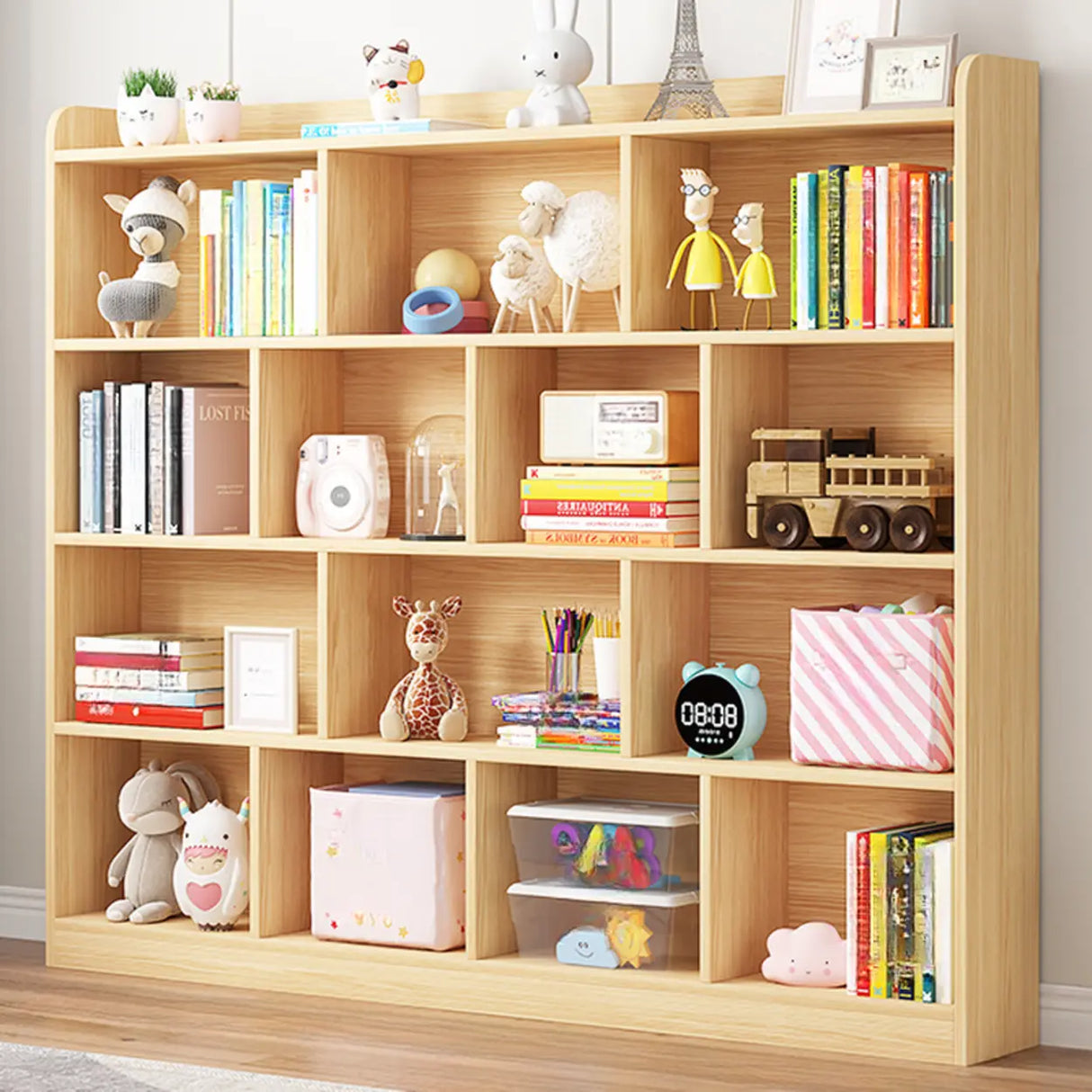 Modern Natural Wood Closed Back Organizer Bookcase Image - 17