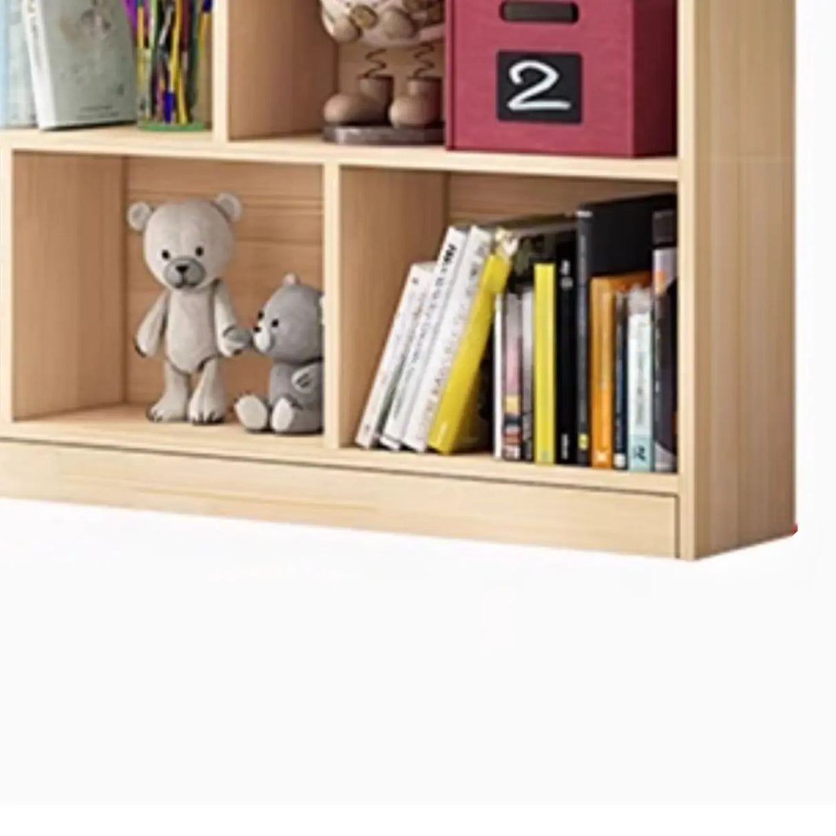 Modern Natural Wood Closed Back Organizer Bookcase Image - 18