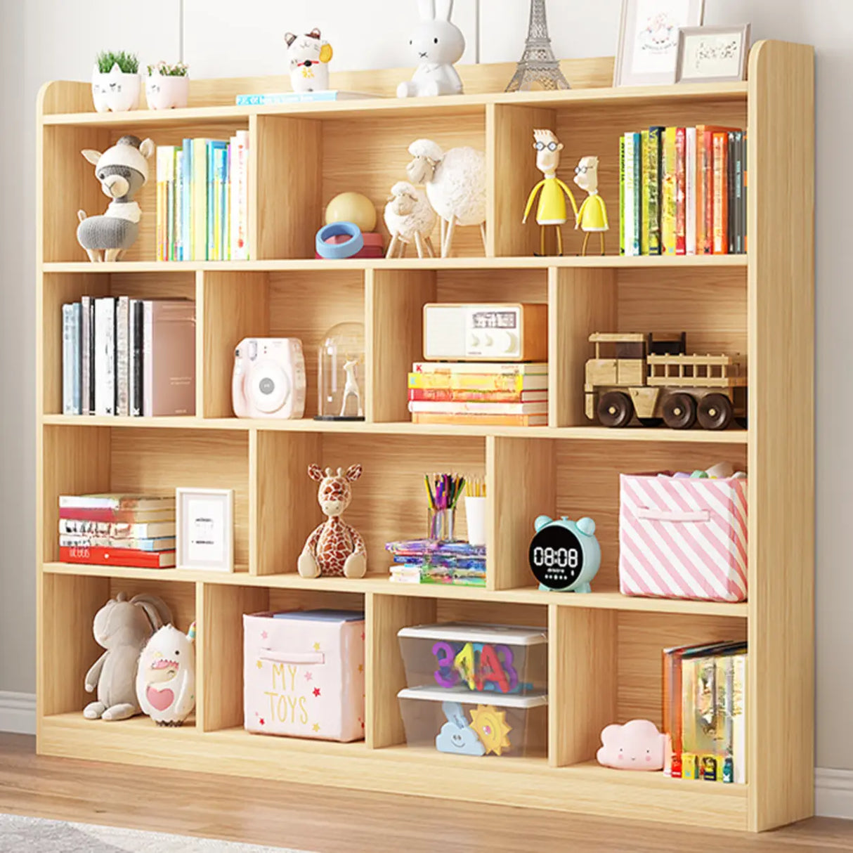 Modern Natural Wood Closed Back Organizer Bookcase Image - 19