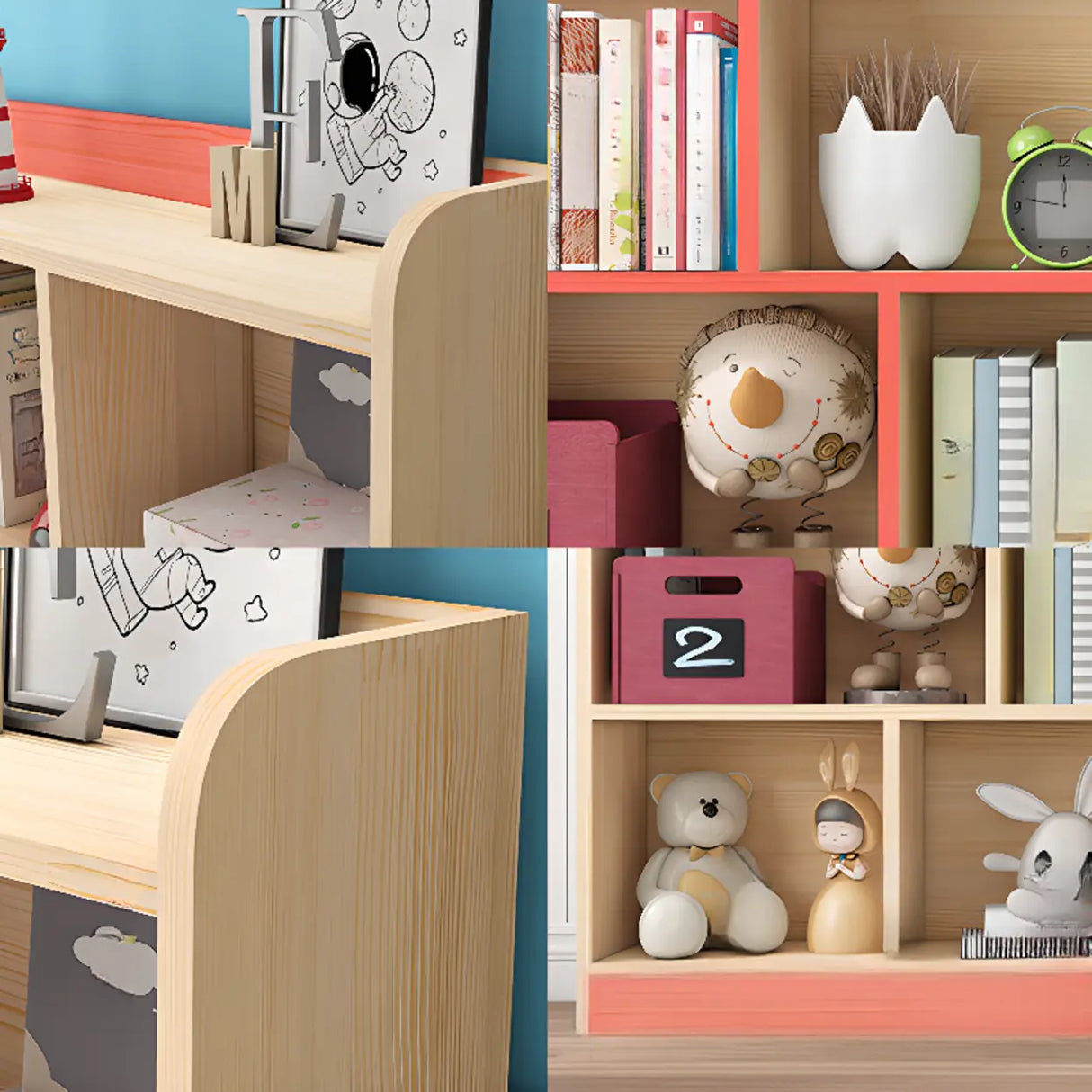 Modern Natural Wood Closed Back Organizer Bookcase Image - 20