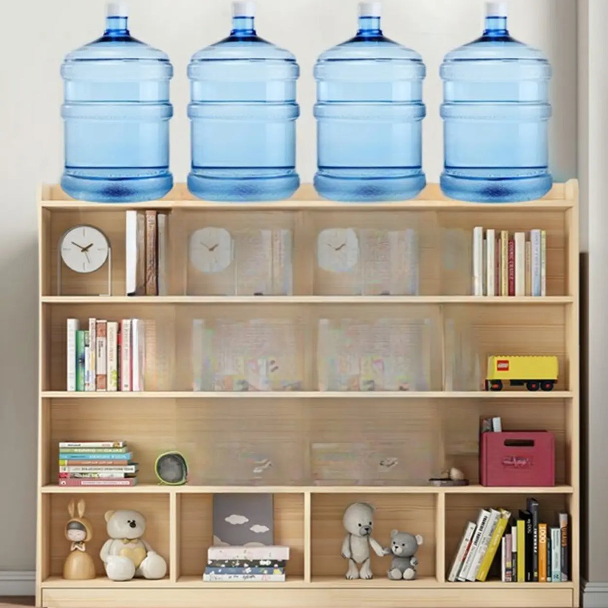 Modern Natural Wood Closed Back Organizer Bookcase Image - 21