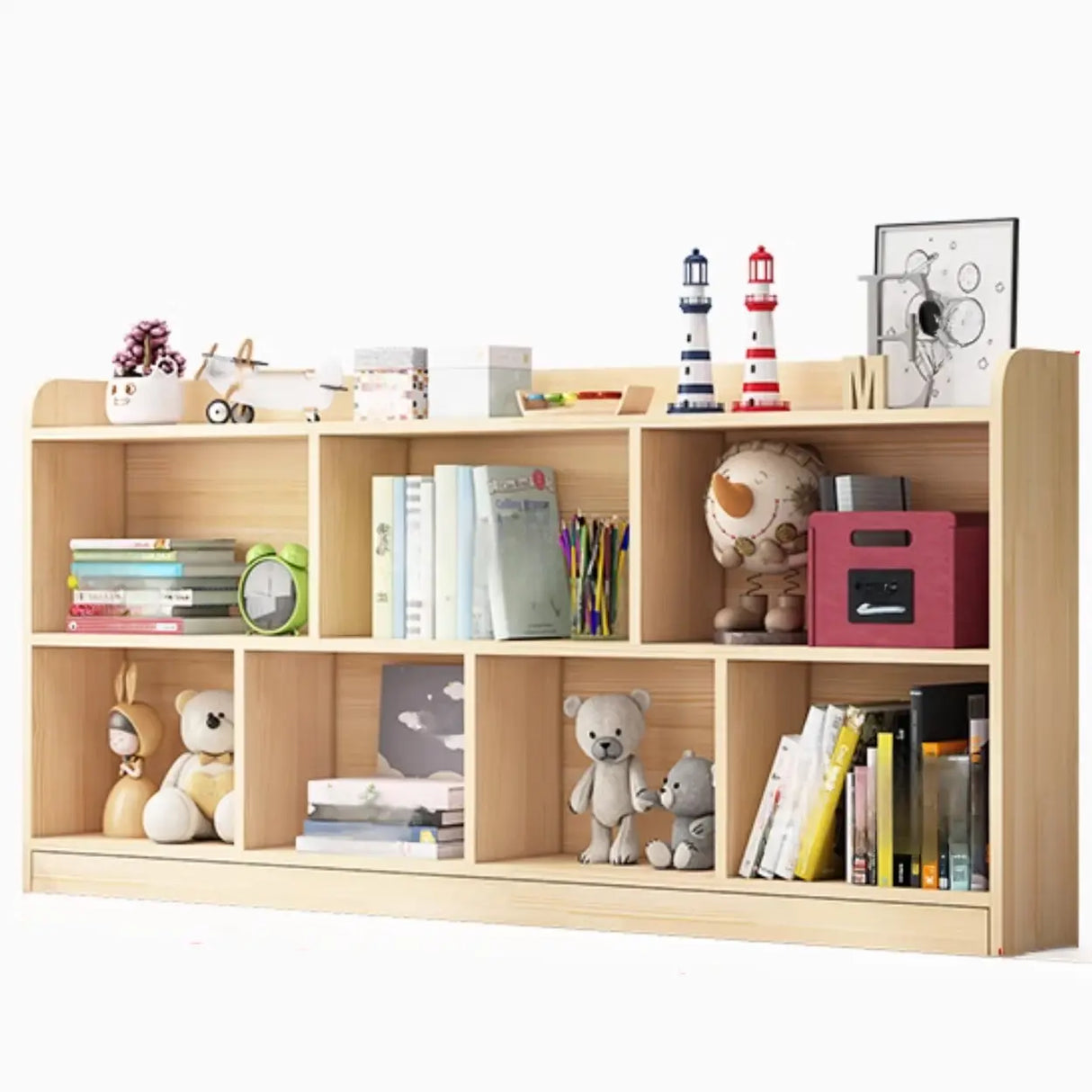 Modern Natural Wood Closed Back Organizer Bookcase Image - 22