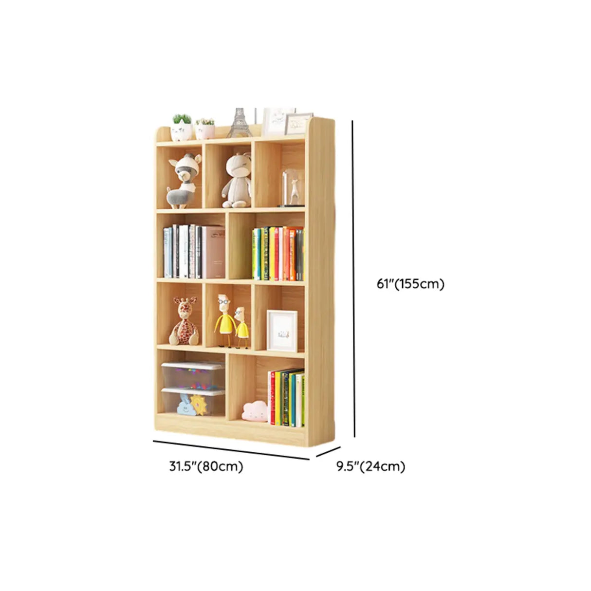 Modern Natural Wood Closed Back Organizer Bookcase Image - 34