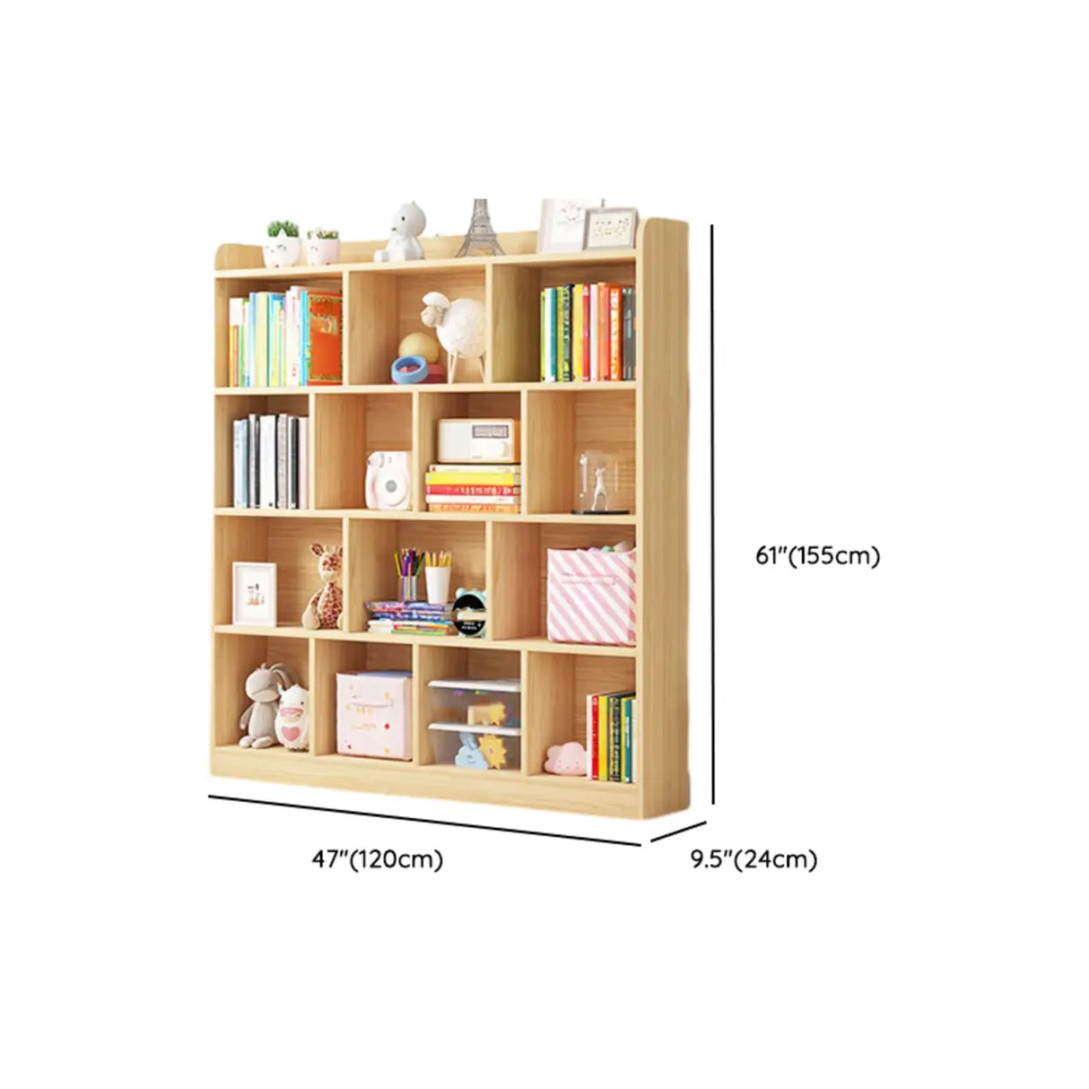 Modern Natural Wood Closed Back Organizer Bookcase Image - 36