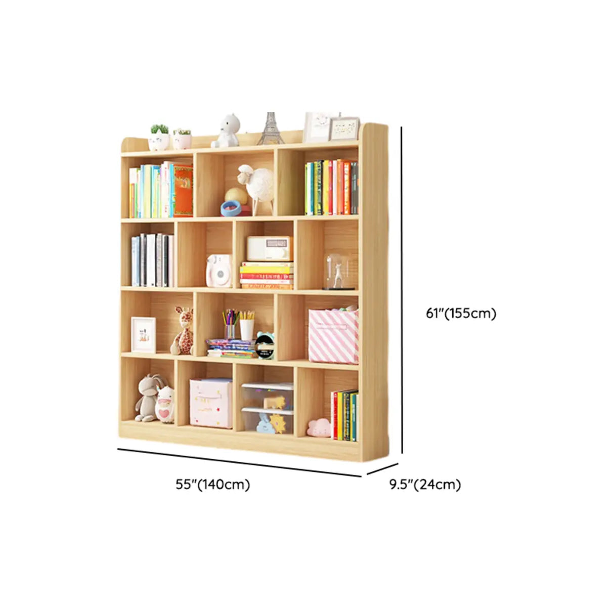 Modern Natural Wood Closed Back Organizer Bookcase Image - 38