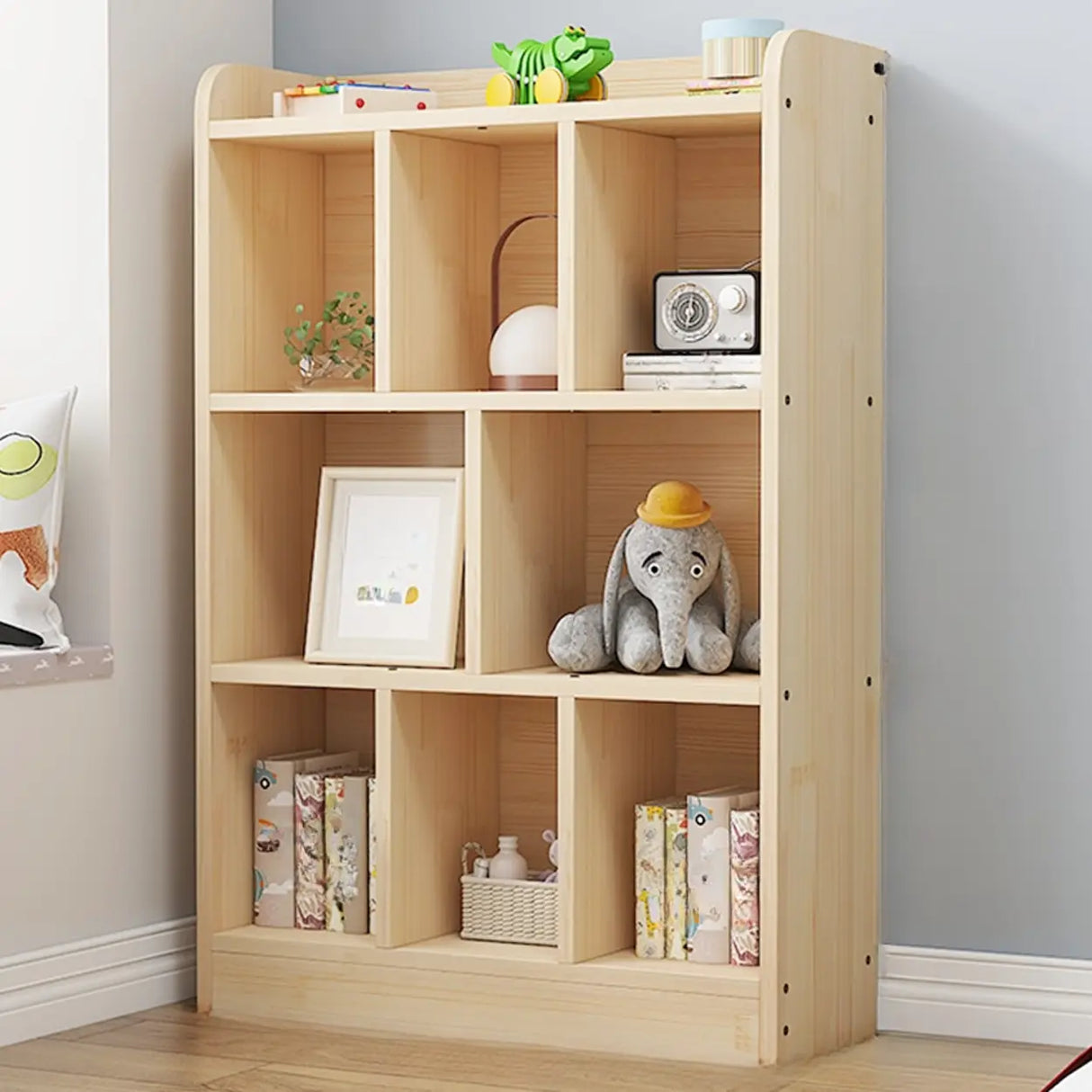 Modern Natural Wood Closed Back Organizer Bookcase Image - 5