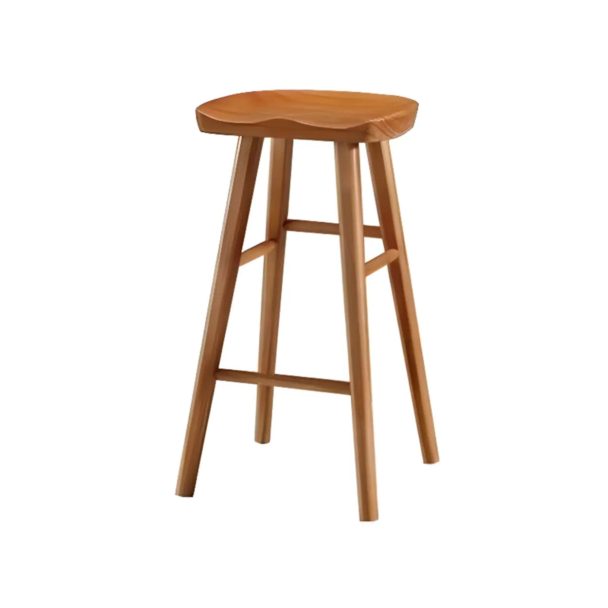 Modern Natural Wood Counter Height Bar Stool With Footrest Image - 10