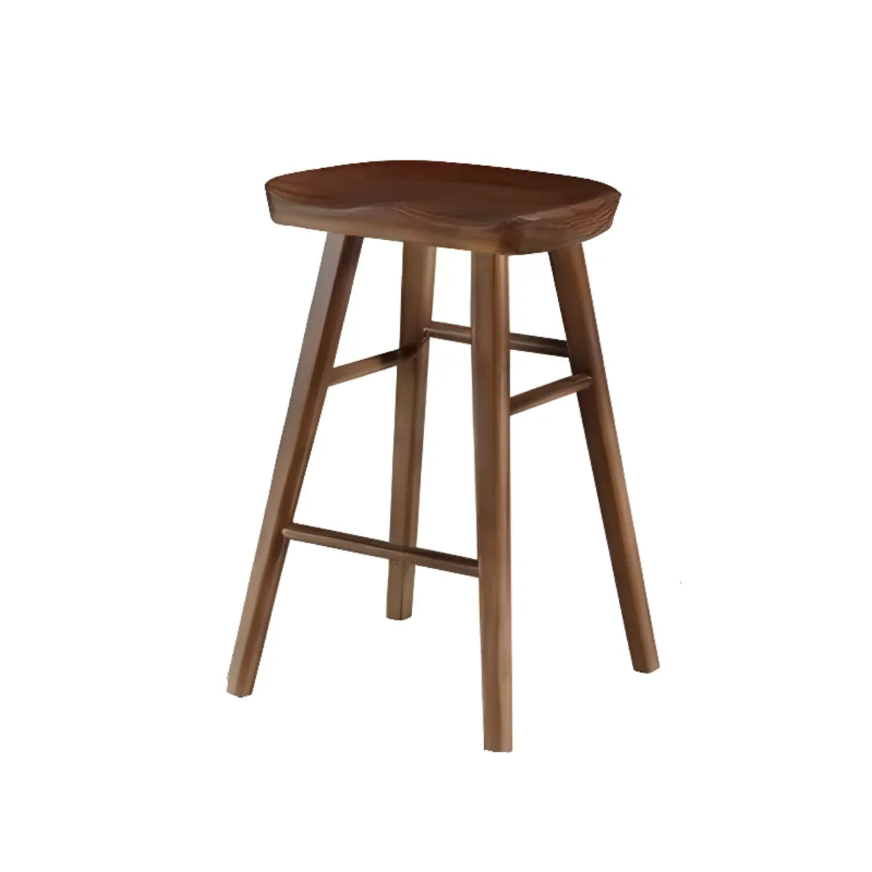 Modern Natural Wood Counter Height Bar Stool With Footrest Image - 11