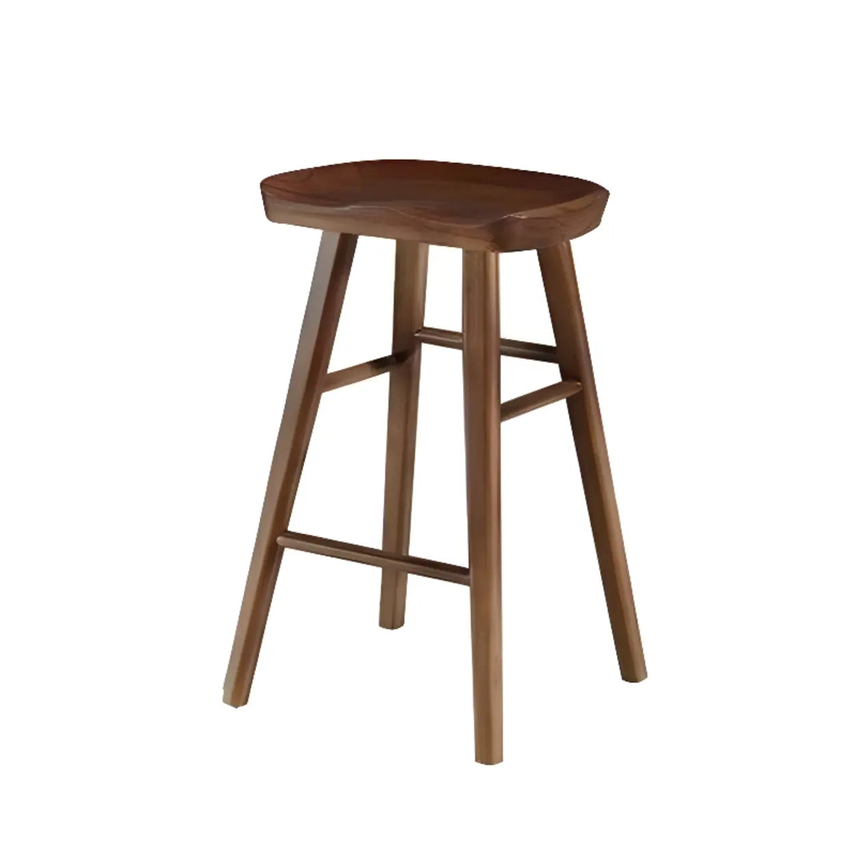 Modern Natural Wood Counter Height Bar Stool With Footrest Image - 12
