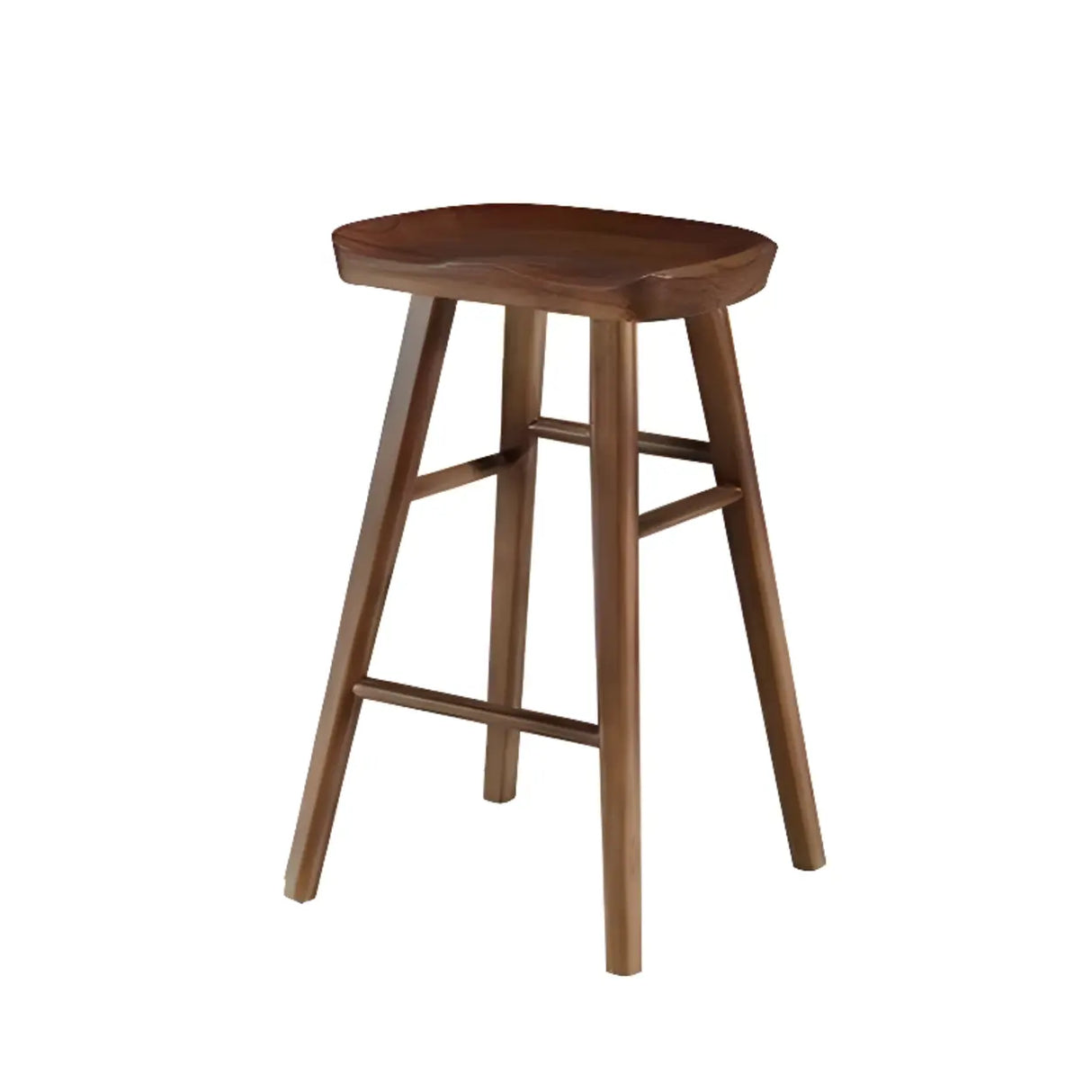 Modern Natural Wood Counter Height Bar Stool With Footrest Image - 12
