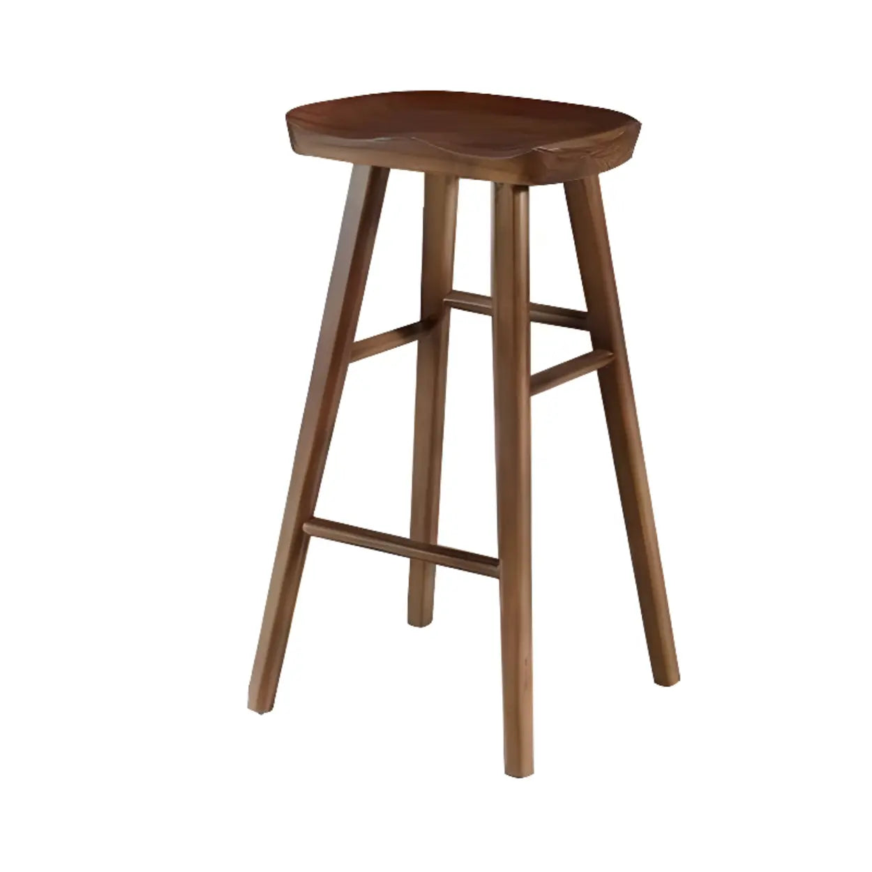Modern Natural Wood Counter Height Bar Stool With Footrest Image - 13