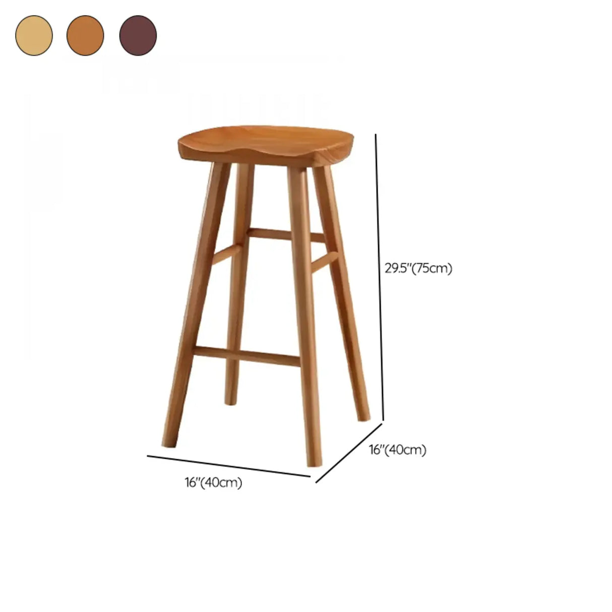 Modern Natural Wood Counter Height Bar Stool With Footrest Image - 15