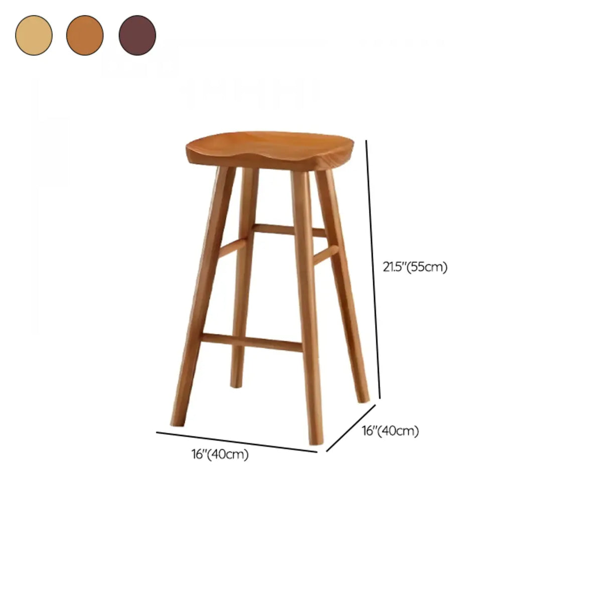 Modern Natural Wood Counter Height Bar Stool With Footrest Image - 16