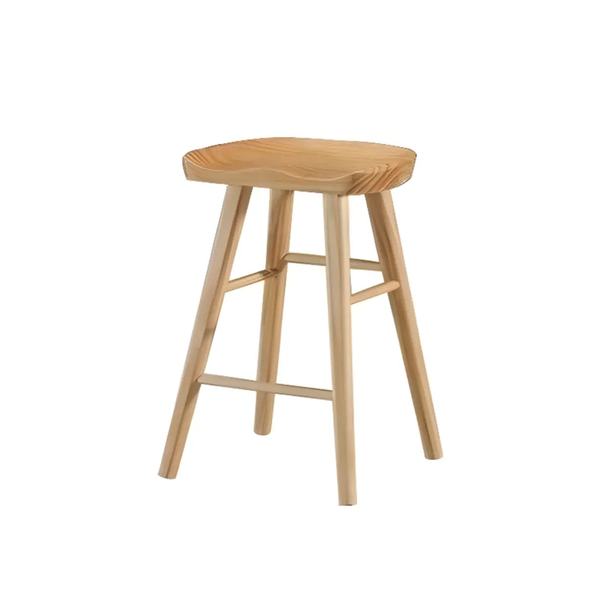 Modern Natural Wood Counter Height Bar Stool With Footrest Image - 2