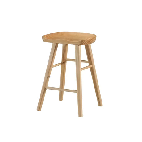 Modern Natural Wood Counter Height Bar Stool With Footrest Image - 2