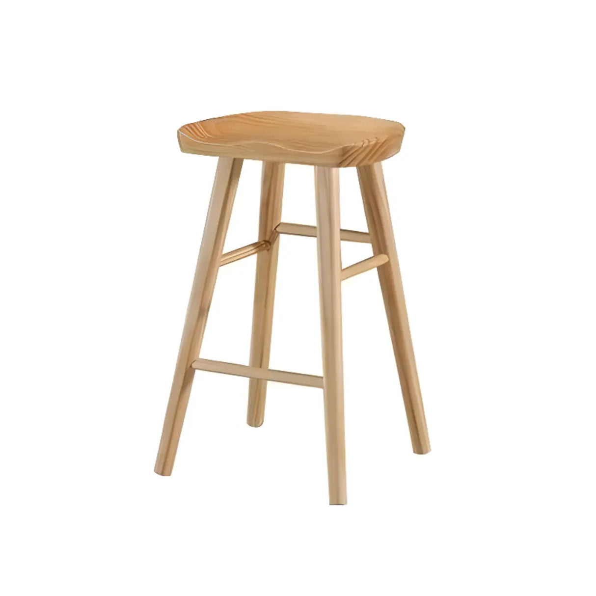 Modern Natural Wood Counter Height Bar Stool With Footrest Image - 3