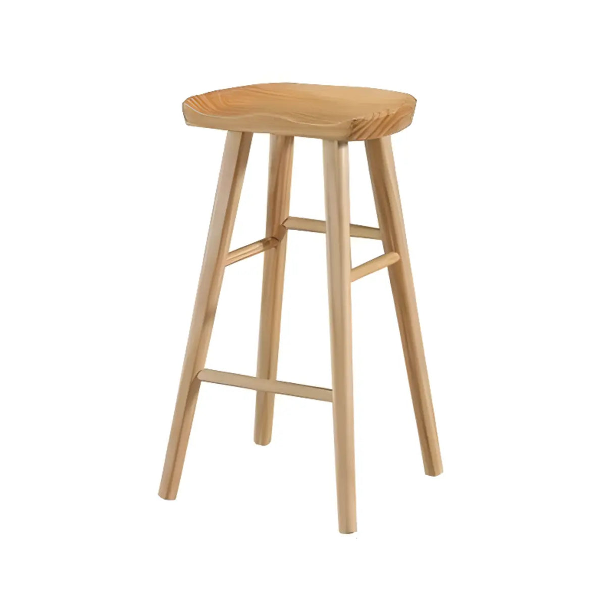 Modern Natural Wood Counter Height Bar Stool With Footrest Image - 5