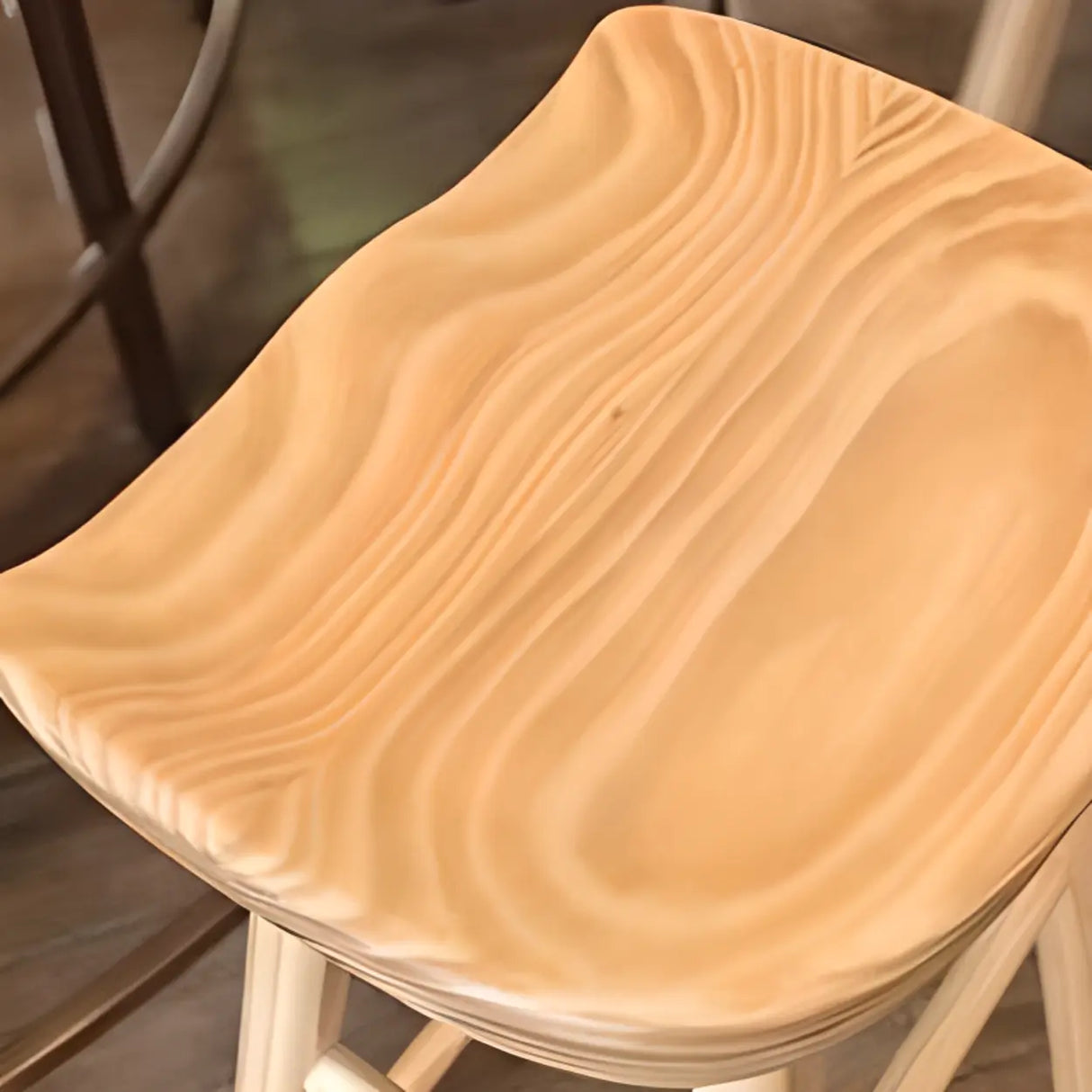 Modern Natural Wood Counter Height Bar Stool With Footrest Image - 6