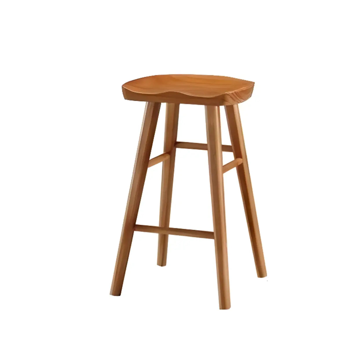 Modern Natural Wood Counter Height Bar Stool With Footrest Image - 7