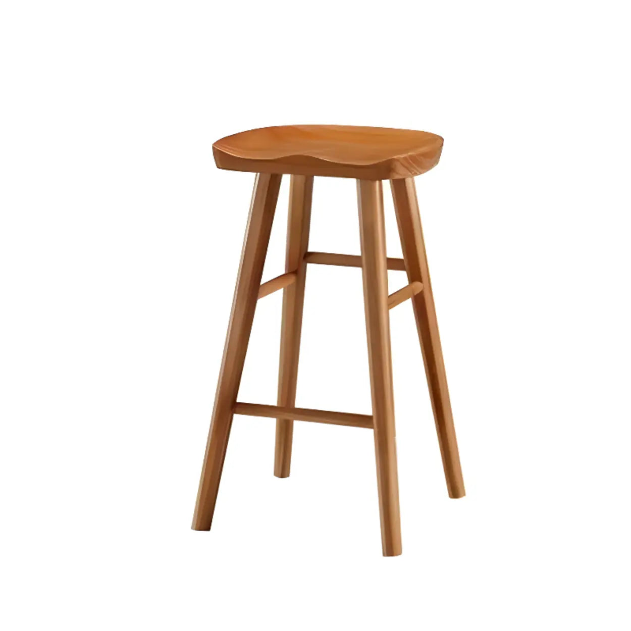 Modern Natural Wood Counter Height Bar Stool With Footrest Image - 9