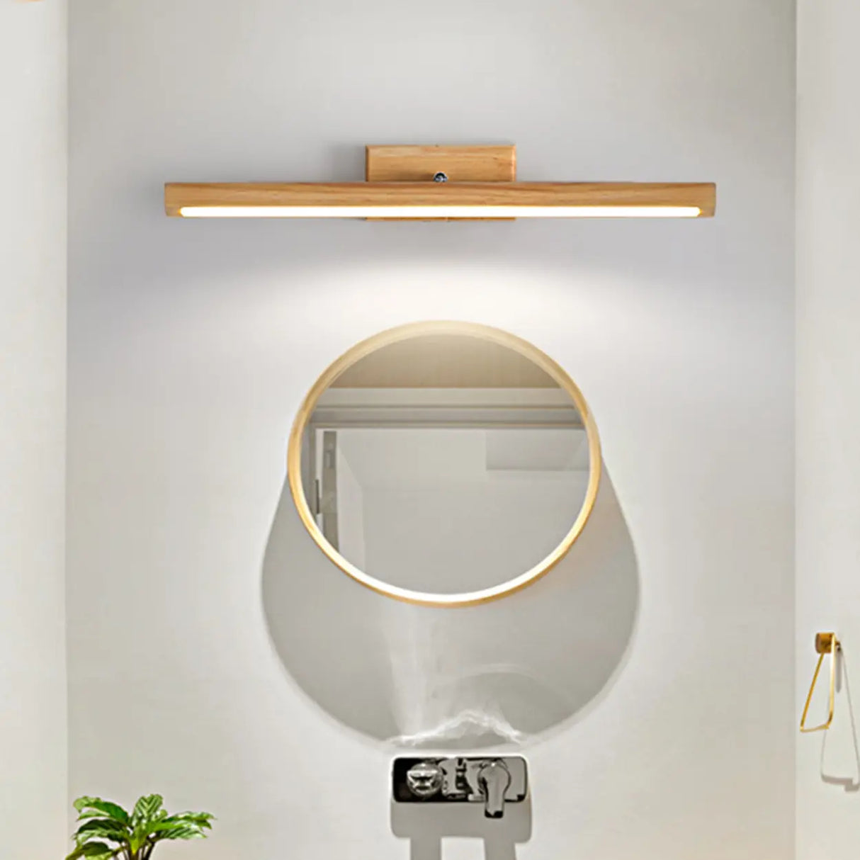 Modern Natural Wood Cylinder Vanity Light Fixtures Image - 4