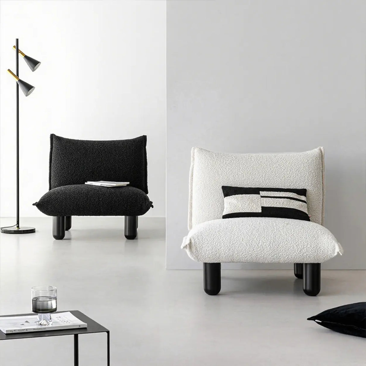 Modern Nordic Black White Living Room Lounge Accent Chair Image - 1