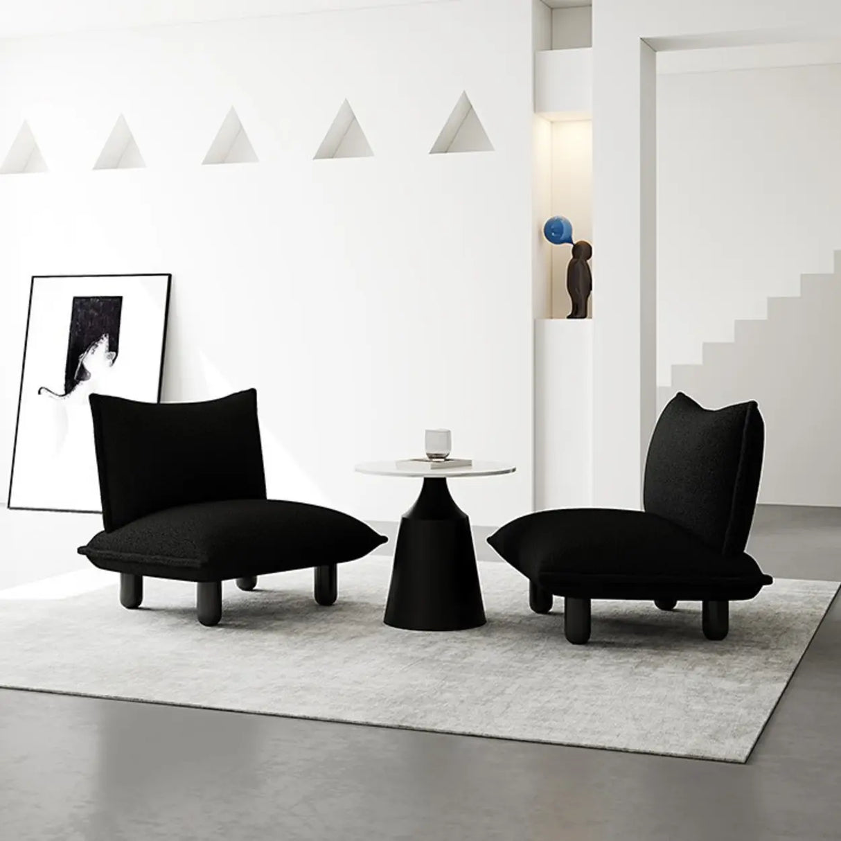 Modern Nordic Black White Living Room Lounge Accent Chair Image - 2
