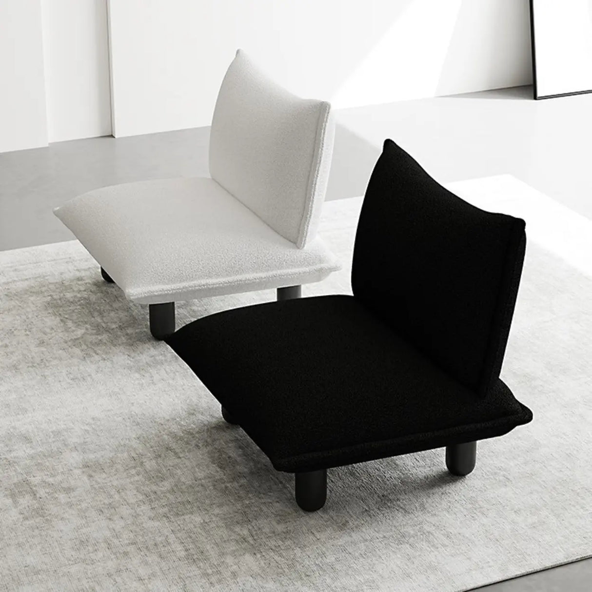 Modern Nordic Black White Living Room Lounge Accent Chair Image - 3