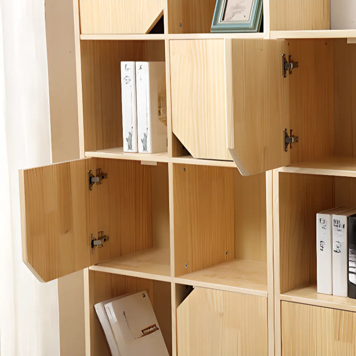 Modern Nordic Modular Solid Wood Storage Bookcases Image - 11