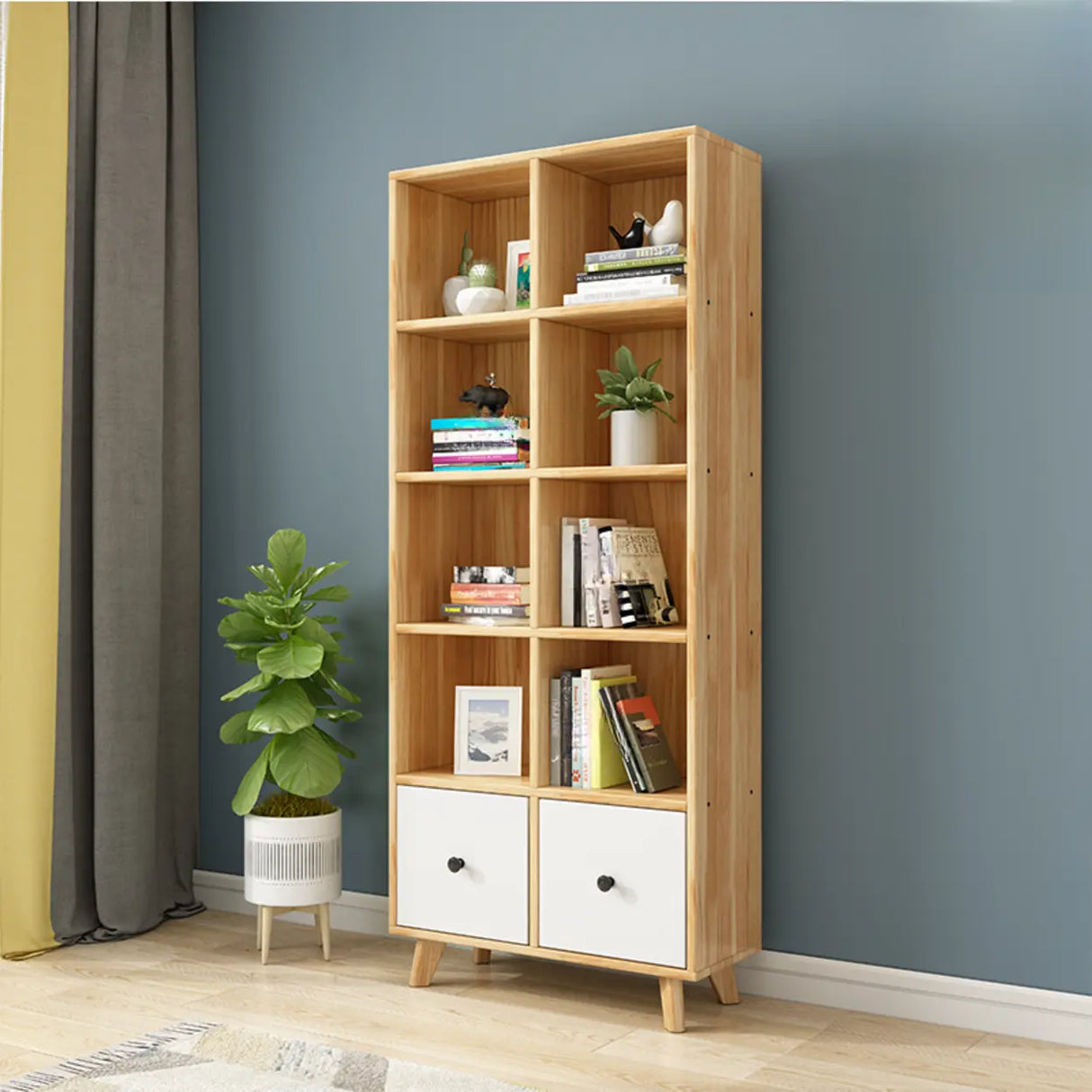 Modern Nordic Modular Solid Wood Storage Bookcases Image - 17