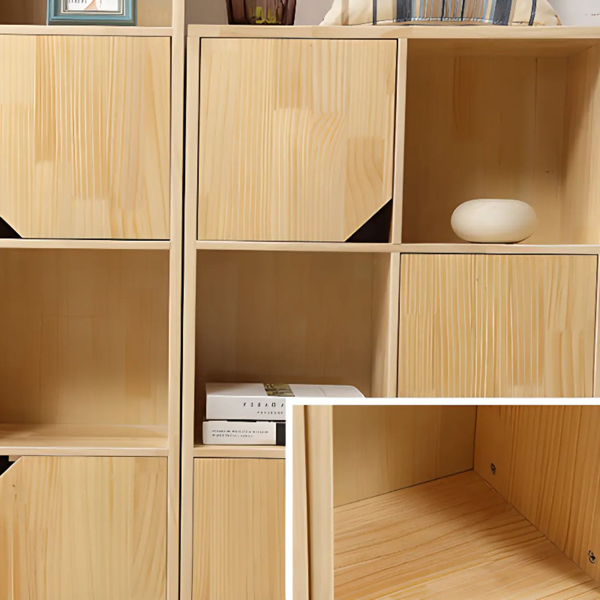 Modern Nordic Modular Solid Wood Storage Bookcases Image - 9