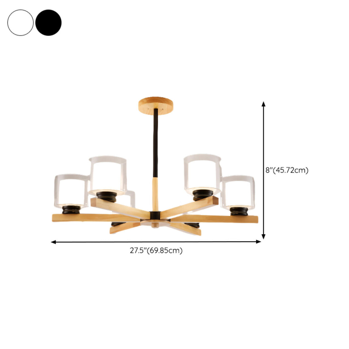 Modern Nordic Wood and Transparent Glass Cylinder Chandelier Image - 16