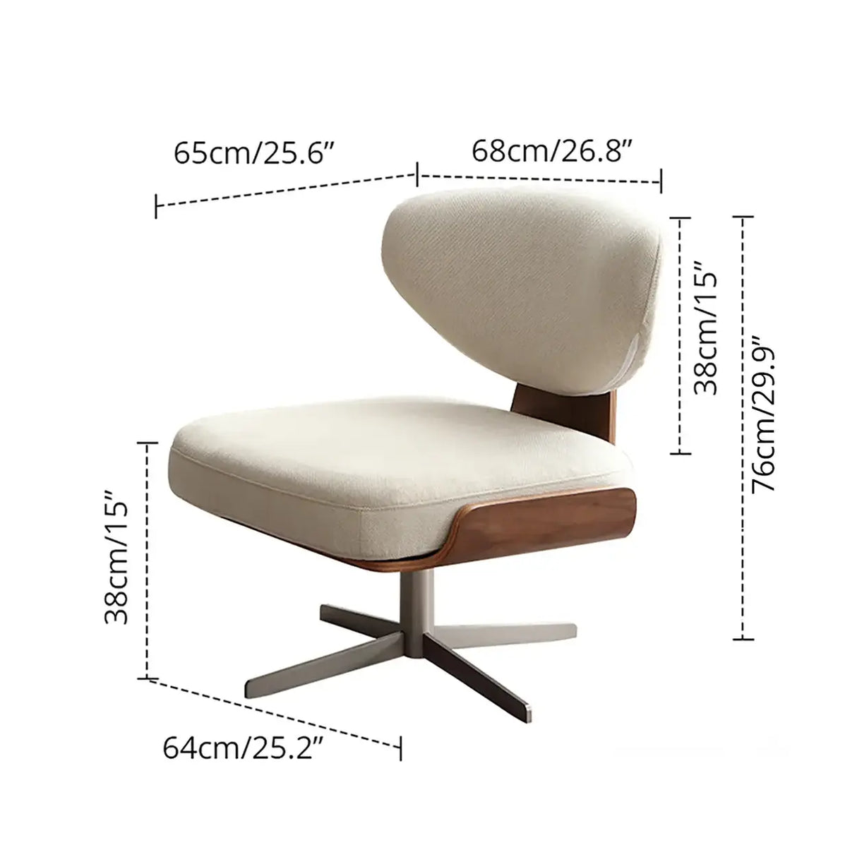 Modern Off-White Linen Swivel Accent Chair with Metal Base