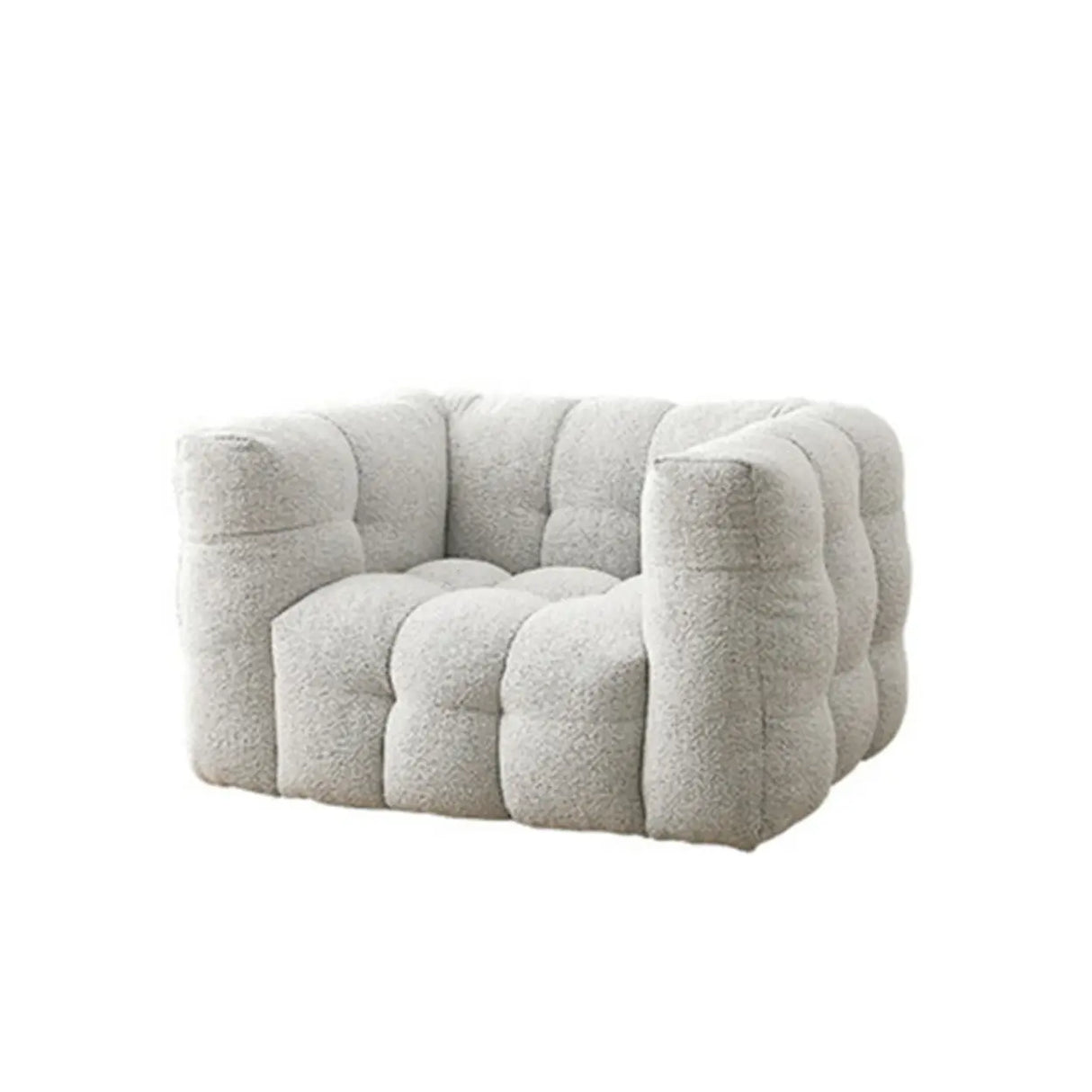 Modern Off-White Sherpa Tuxedo Arm Biscuit Back Sofa Image - 11