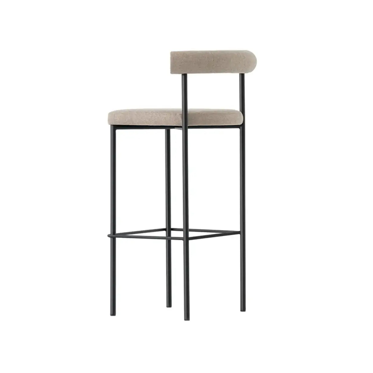 Modern Off-White Upholstered Low Back Metal Frame Bar Stools Image - 5