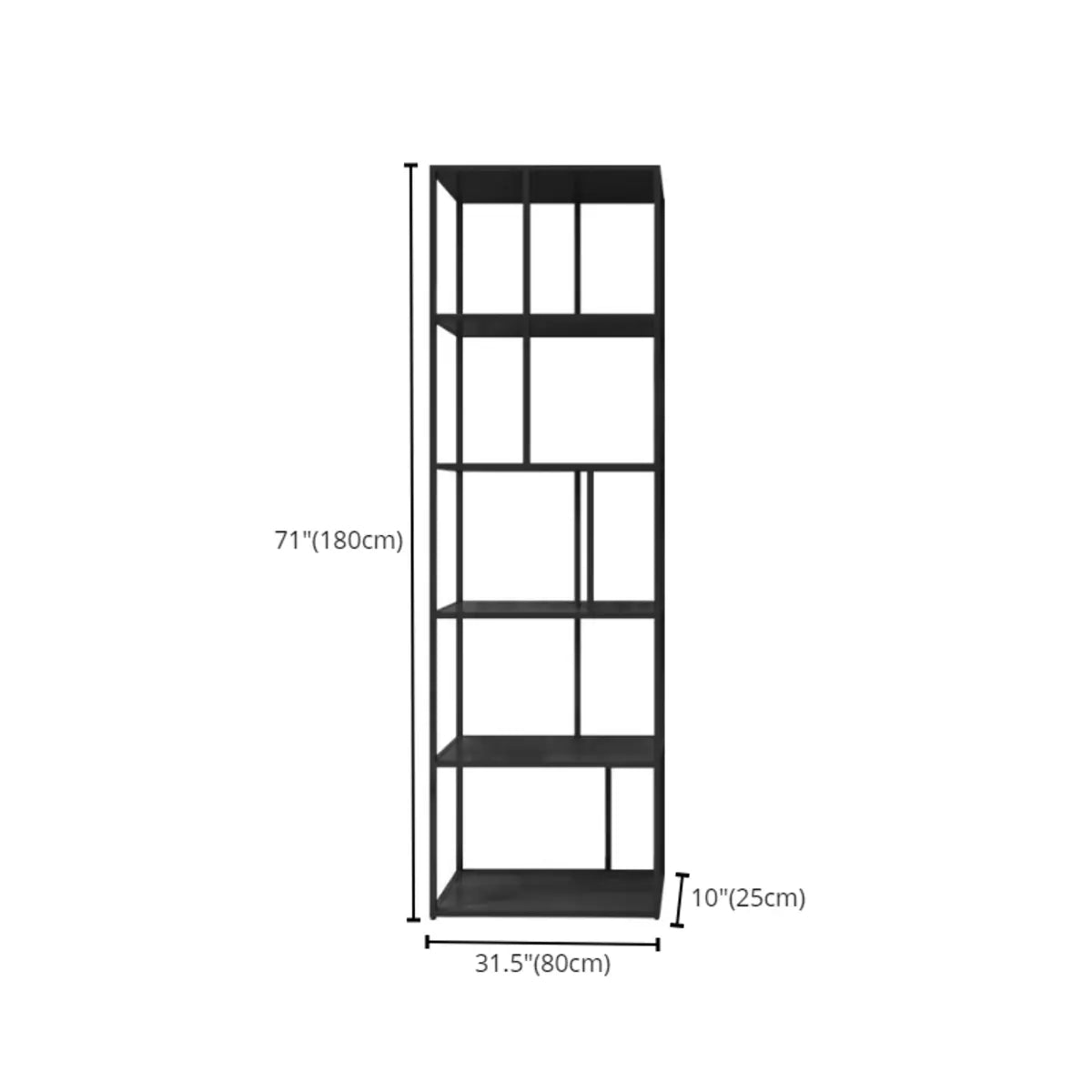 Modern Open-Back 6-Shelf Unit Vertical Iron Bookcase Image - 15