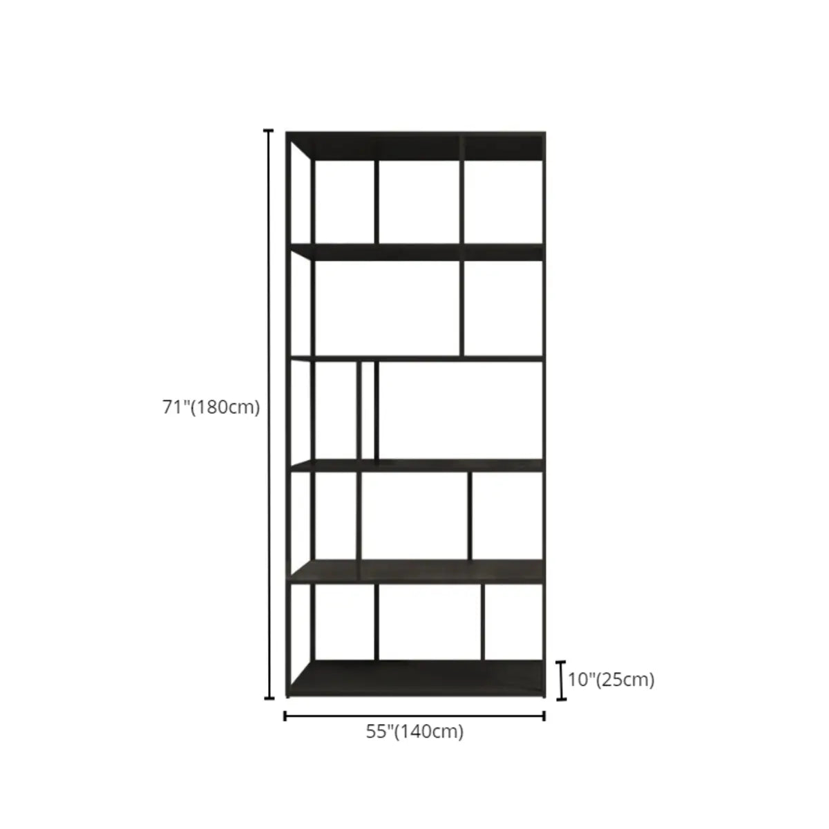 Modern Open-Back 6-Shelf Unit Vertical Iron Bookcase Image - 16