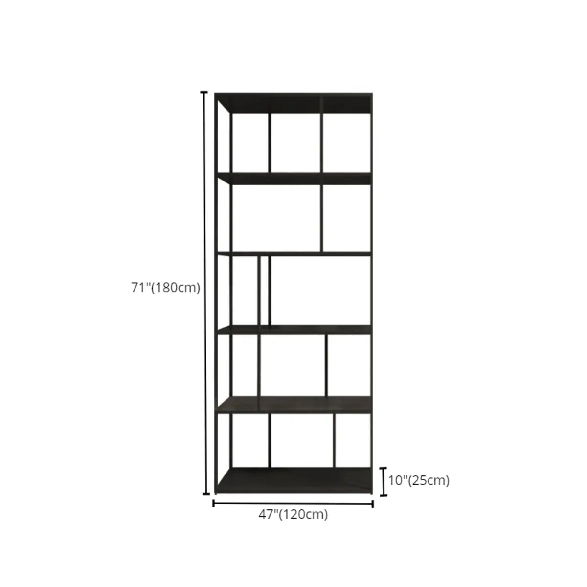 Modern Open-Back 6-Shelf Unit Vertical Iron Bookcase Image - 17